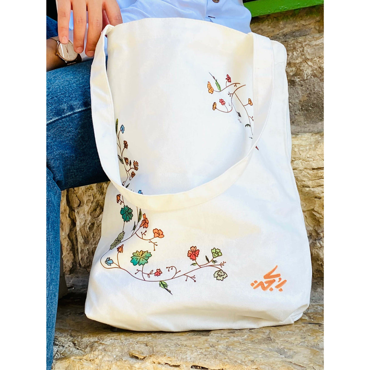 Vintage Flowers White Tote Bag